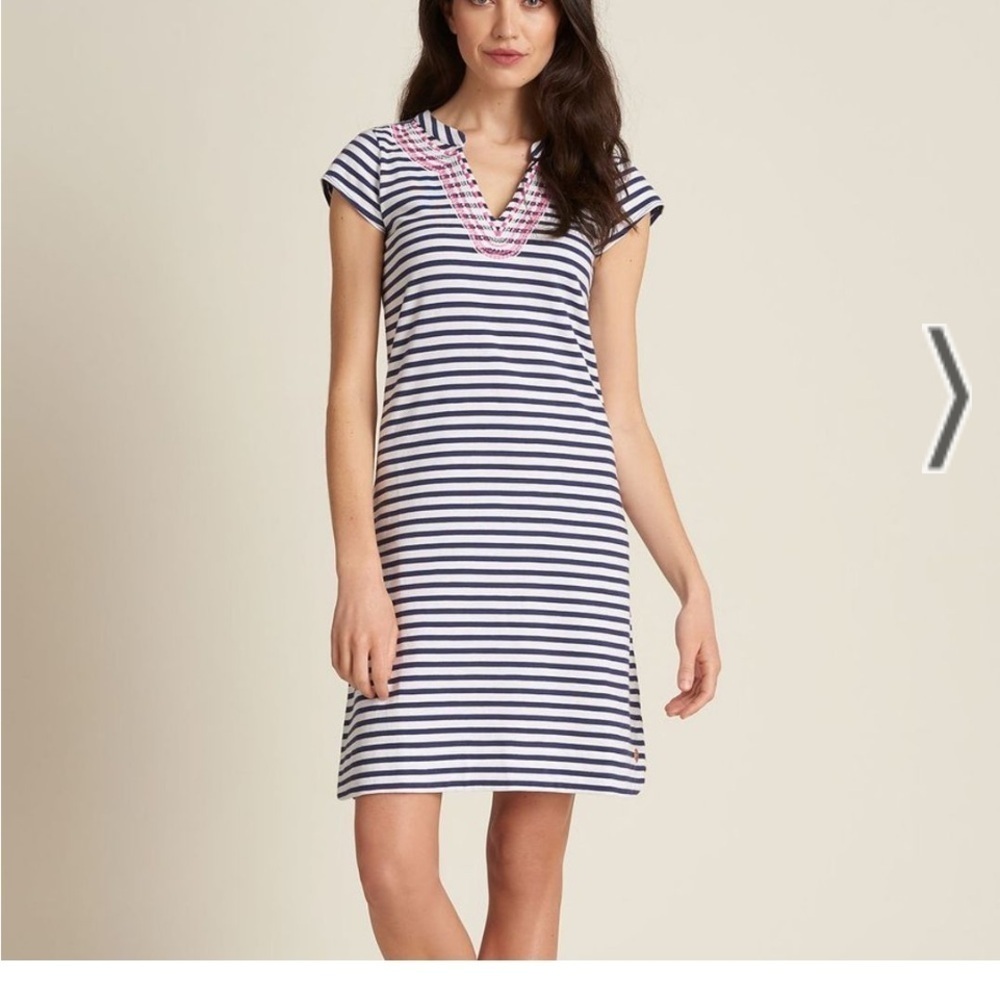 Hatley Striped Navy and White Dress Pink Accents Zara